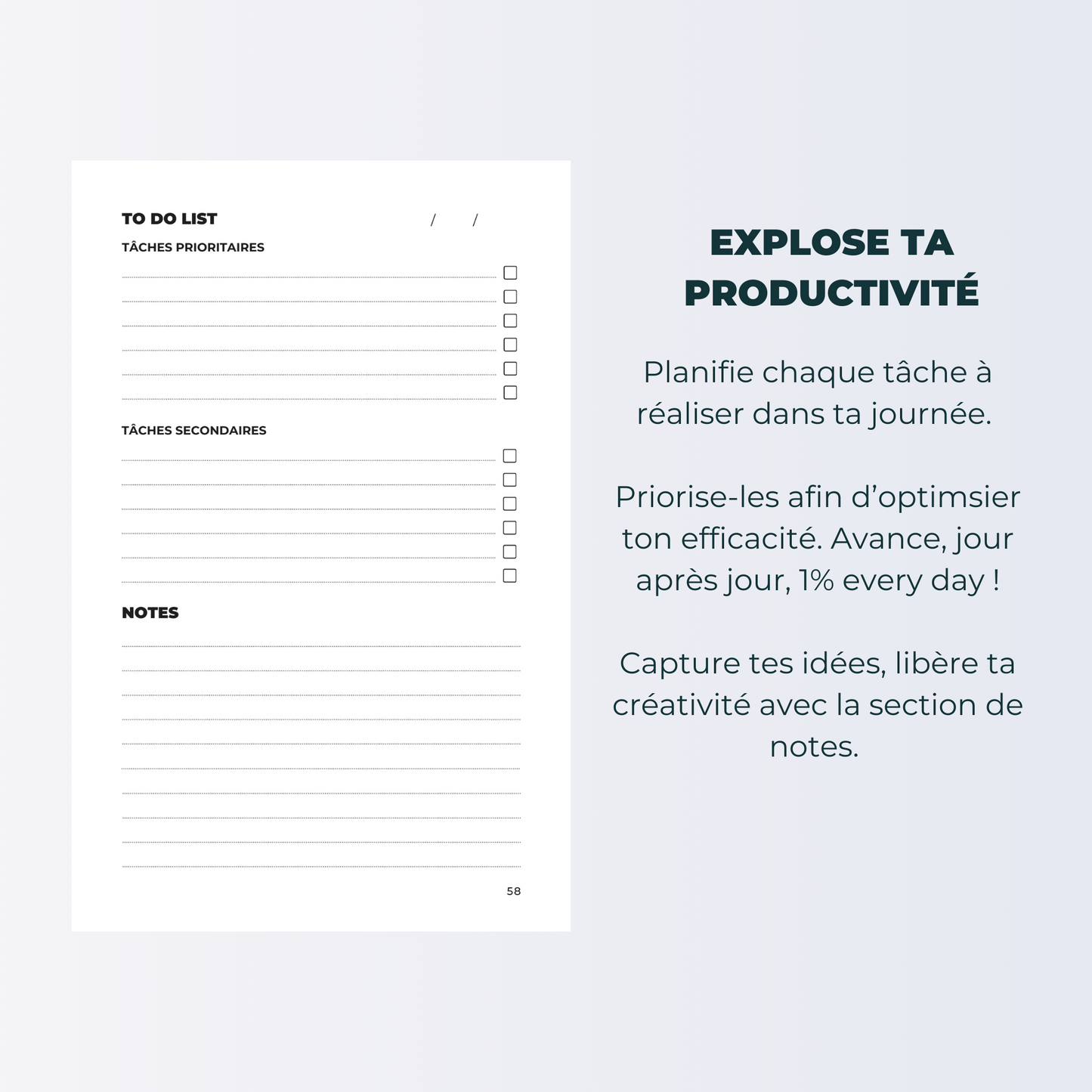 Carnet de productivité 1% every day - Version numérique